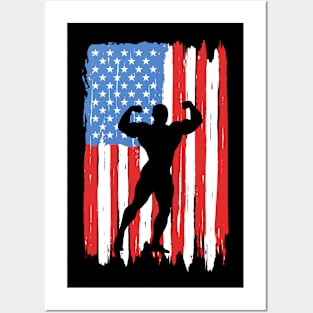 American Flag Bodybuilding Graphic Posters and Art